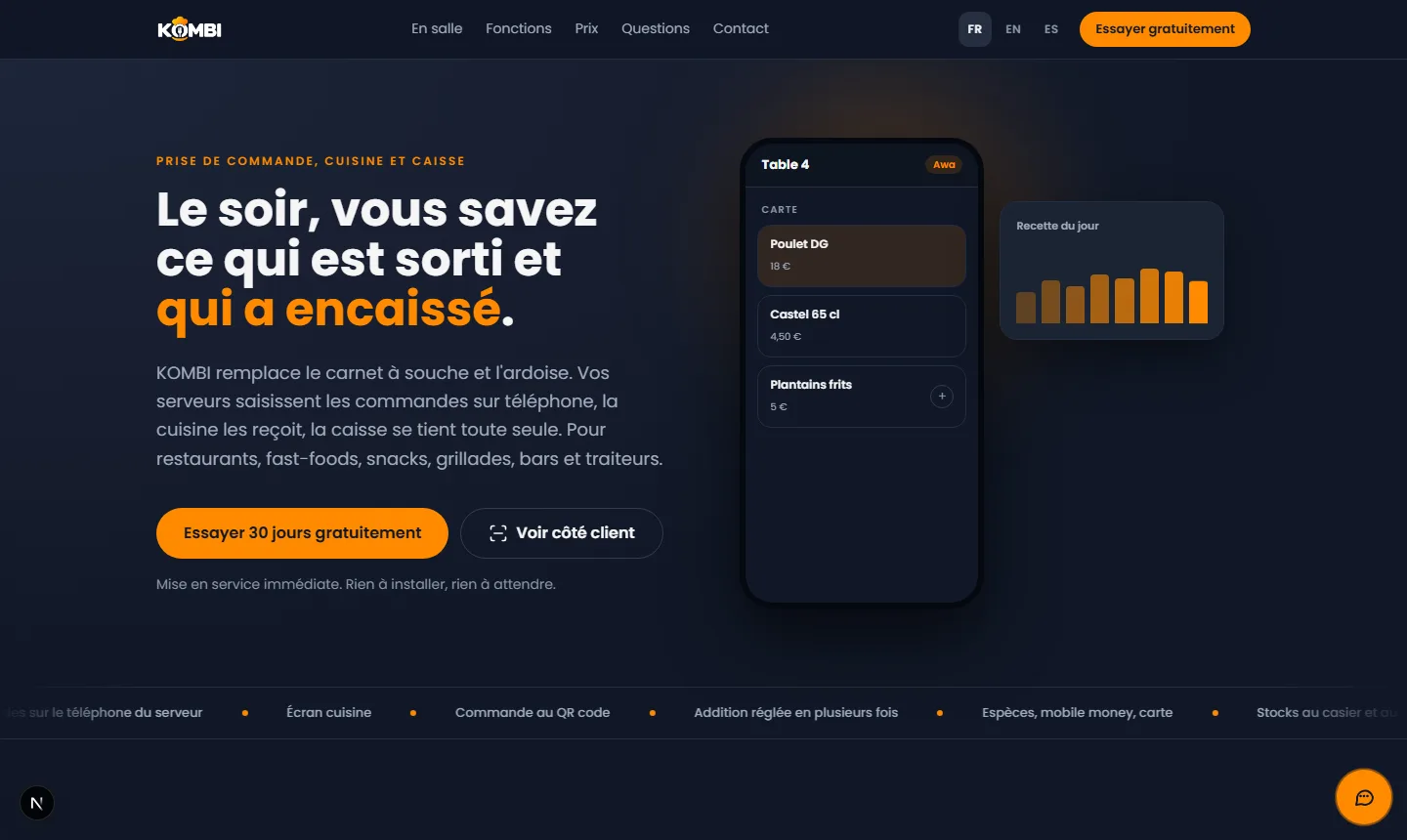 Page d'accueil de KOMBI